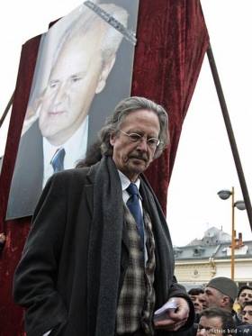 Peter Handke at the funeral of Slobodan Milosevic 