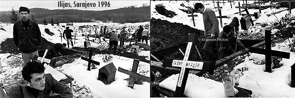 Serbs in Ilijas digging up their dead in winter of 1996 