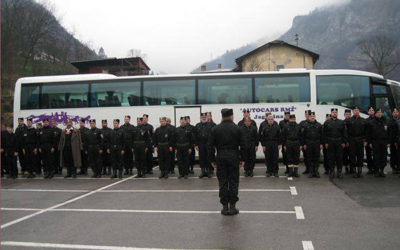 From last year´s gathering, Chetniks dressed in black paramilitary fatigues in Visegrad