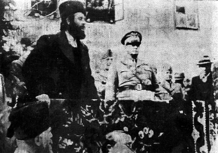 Đurišić making a speech to the Chetniks in the presence of General Pirzio Biroli, Italian governor of Montenegro